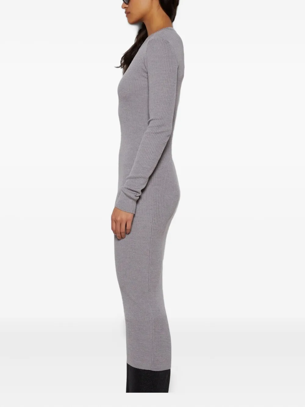 Wardrobe.nyc Ribbed Long-sleeve Midi Dress In Brown