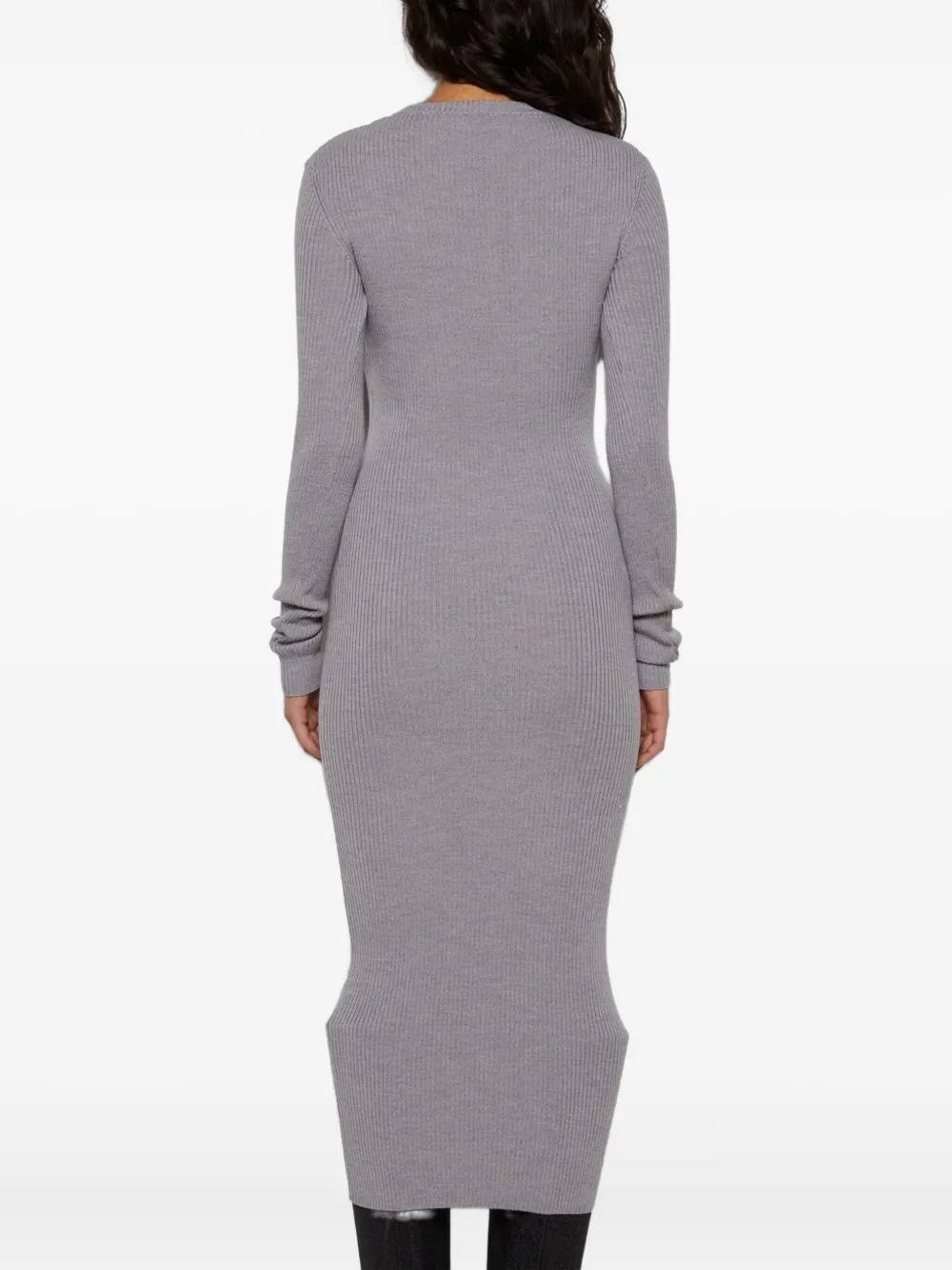 Wardrobe.nyc Ribbed Long-sleeve Midi Dress In Brown
