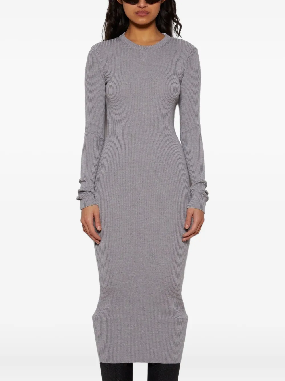 Wardrobe.nyc Ribbed Long-sleeve Midi Dress In Brown