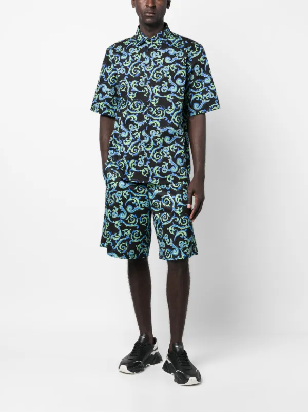 VERSACE ショートパンツ サイズ4 バロック ヴェルサーチ 4サイズ 総柄 ナイロン スイムショーツ ハーフ