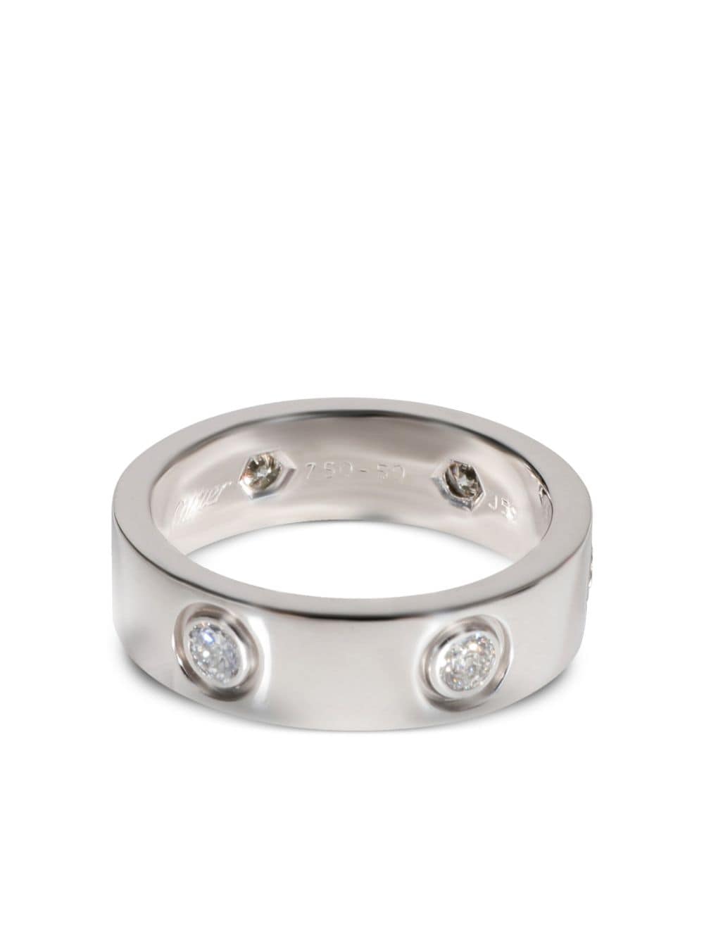 Pre-owned Cartier 18kt White Gold Love Diamond Ring In Silver