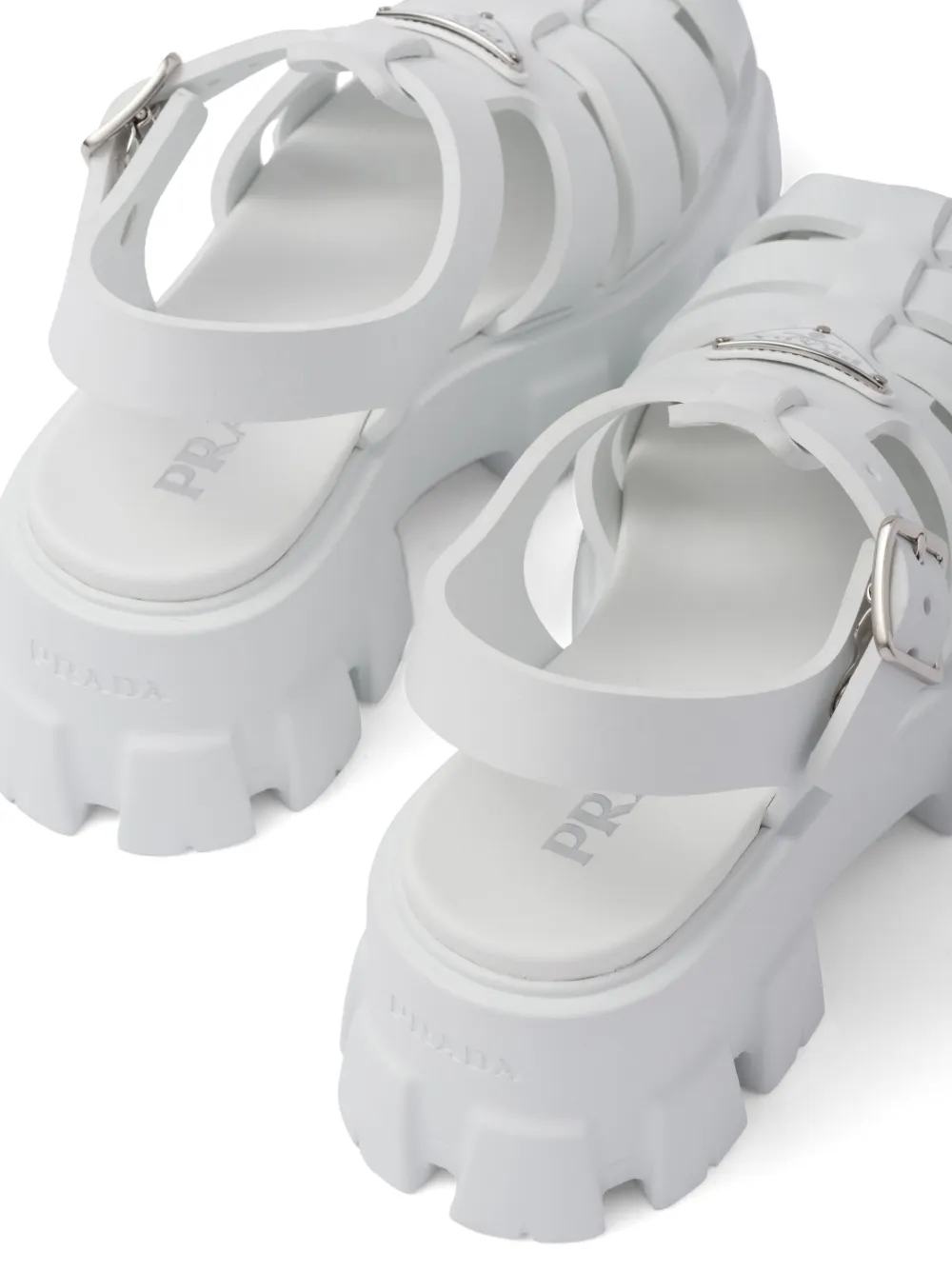 Shop Prada Monolith Caged Rubber Sandals In Weiss