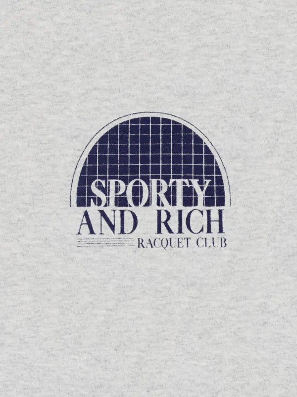 ★Sporty & Rich★ Racquet Club Logo Sweatshirt Navy CR922NA Serif Logo Embroidered V-Neck Sweatshirt - Navy/White