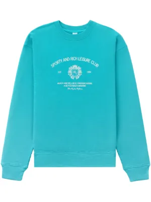 Sporty & Rich NY Country Club Cropped Sweatshirt | Blue | FARFETCH