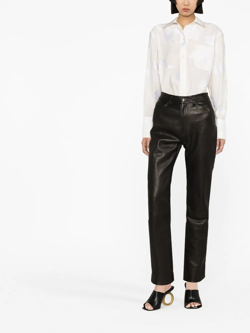 Shop Victoria Beckham Jacquard Long-sleeve Shirt In Neutrals