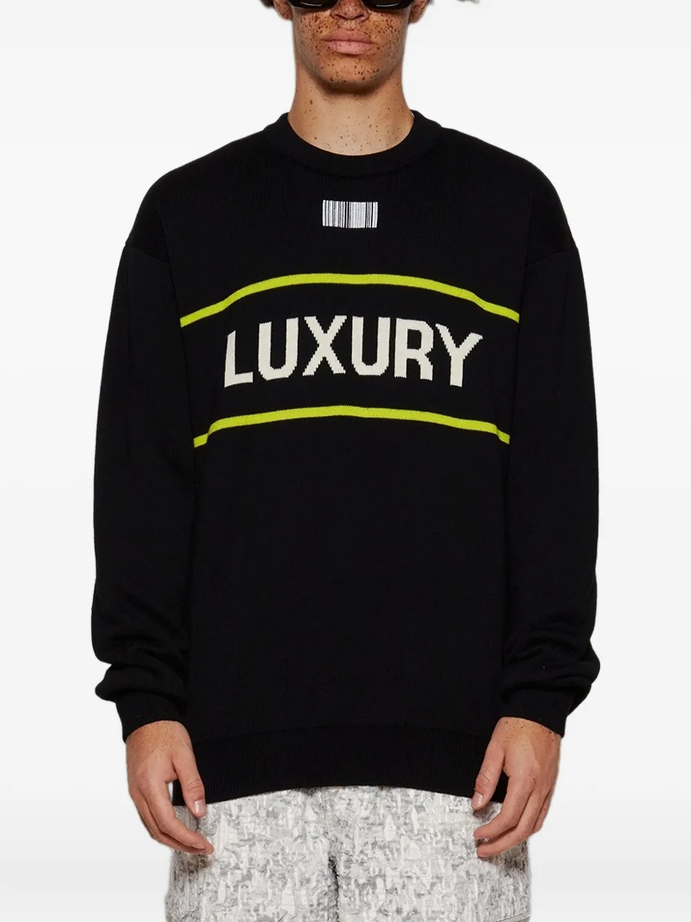 Vtmnts Barcode-detail Luxury Sweater In Black