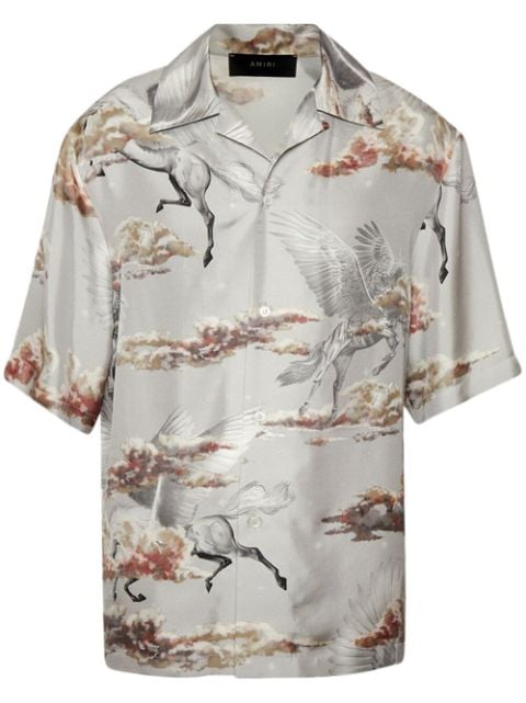 AMIRI buttoned motif-print silk shirt
