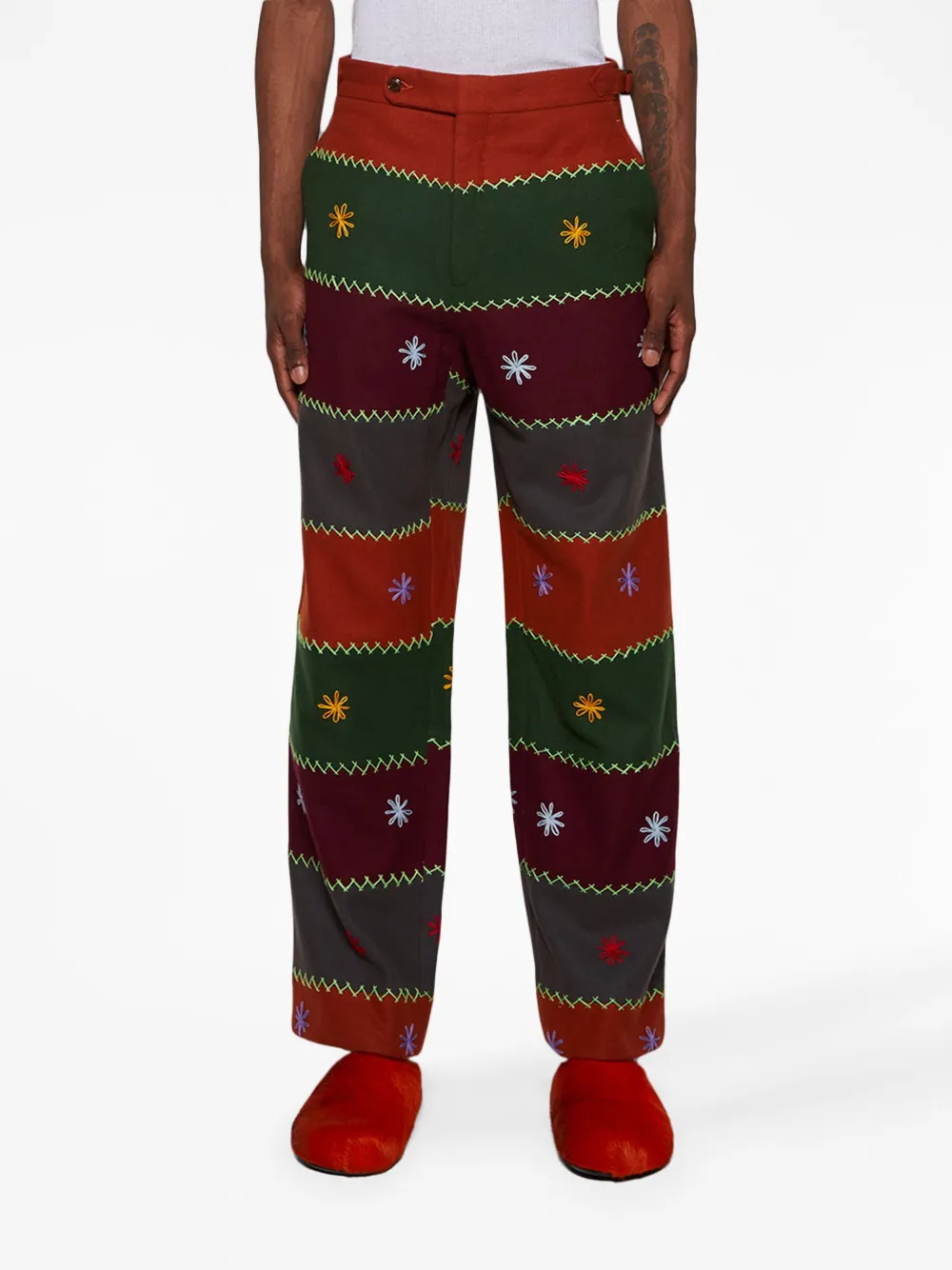 Bode Gesteppte Hose Mit Stickerei In Multi