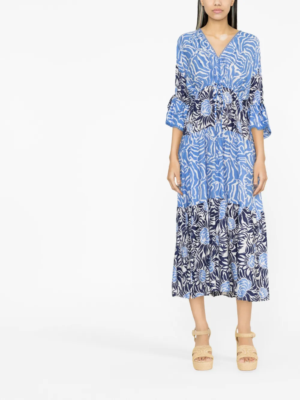 DVF Diane von Furstenberg Midi-jurk met print - Blauw