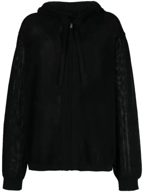Laneus plain crochet-knit zip-up hoodie