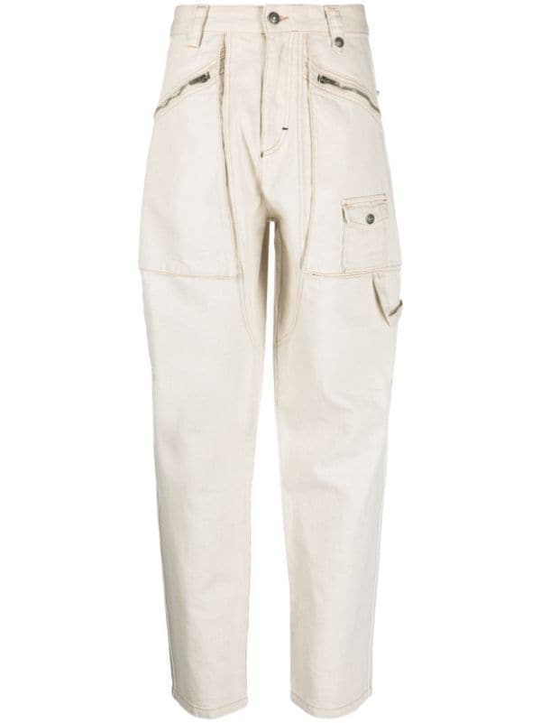 Slim Fit Cargo Trousers With Zip Pocket  boohoo