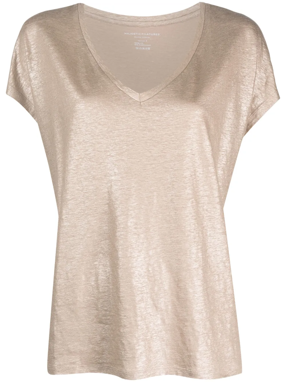 Majestic V-neck Short-sleeve T-shirt In Neutrals