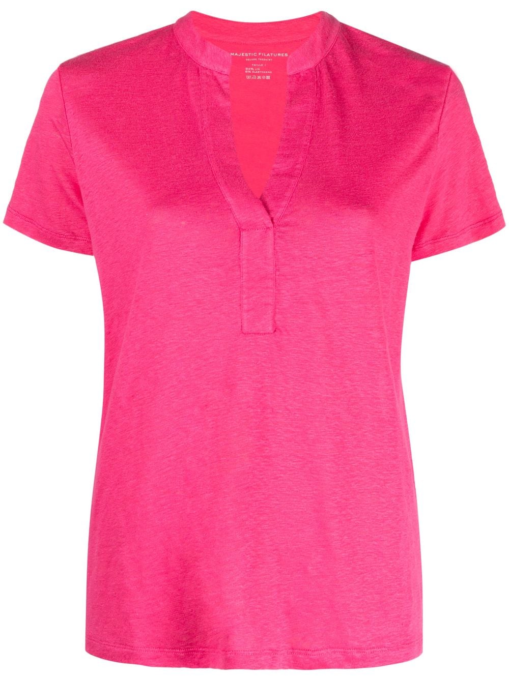 Majestic Short-sleeve Linen T-shirt In Rosa