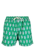 MC2 Saint Barth watch-print drawstring swim shorts - Green