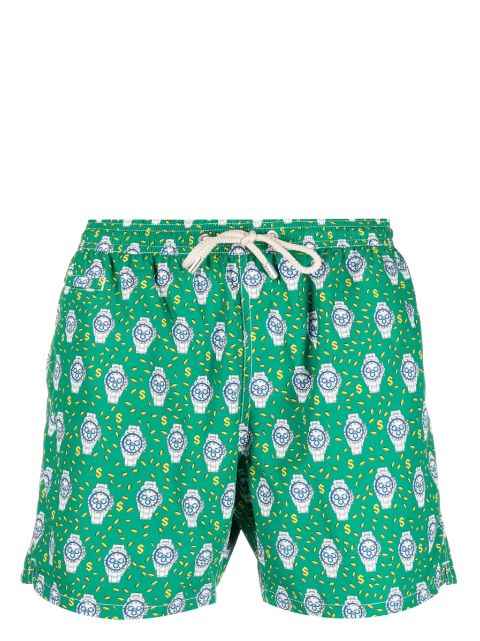 MC2 Saint Barth watch-print drawstring swim shorts Men