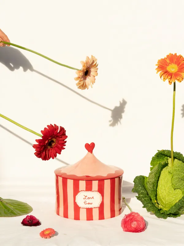 LAETITIA ROUGET Love Box hand-painted Ceramic Storage Jar | Red