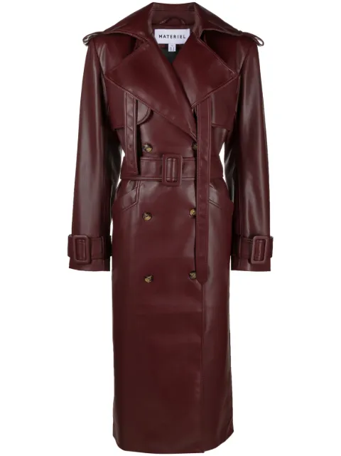 Materiel faux-leather trench coat