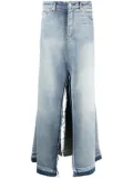 Natasha Zinko logo-patch frayed-edge skirt - Blue