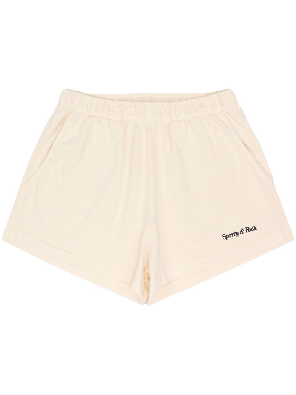 Sporty & Rich logo-embroidered cotton mini shorts - Neutrals