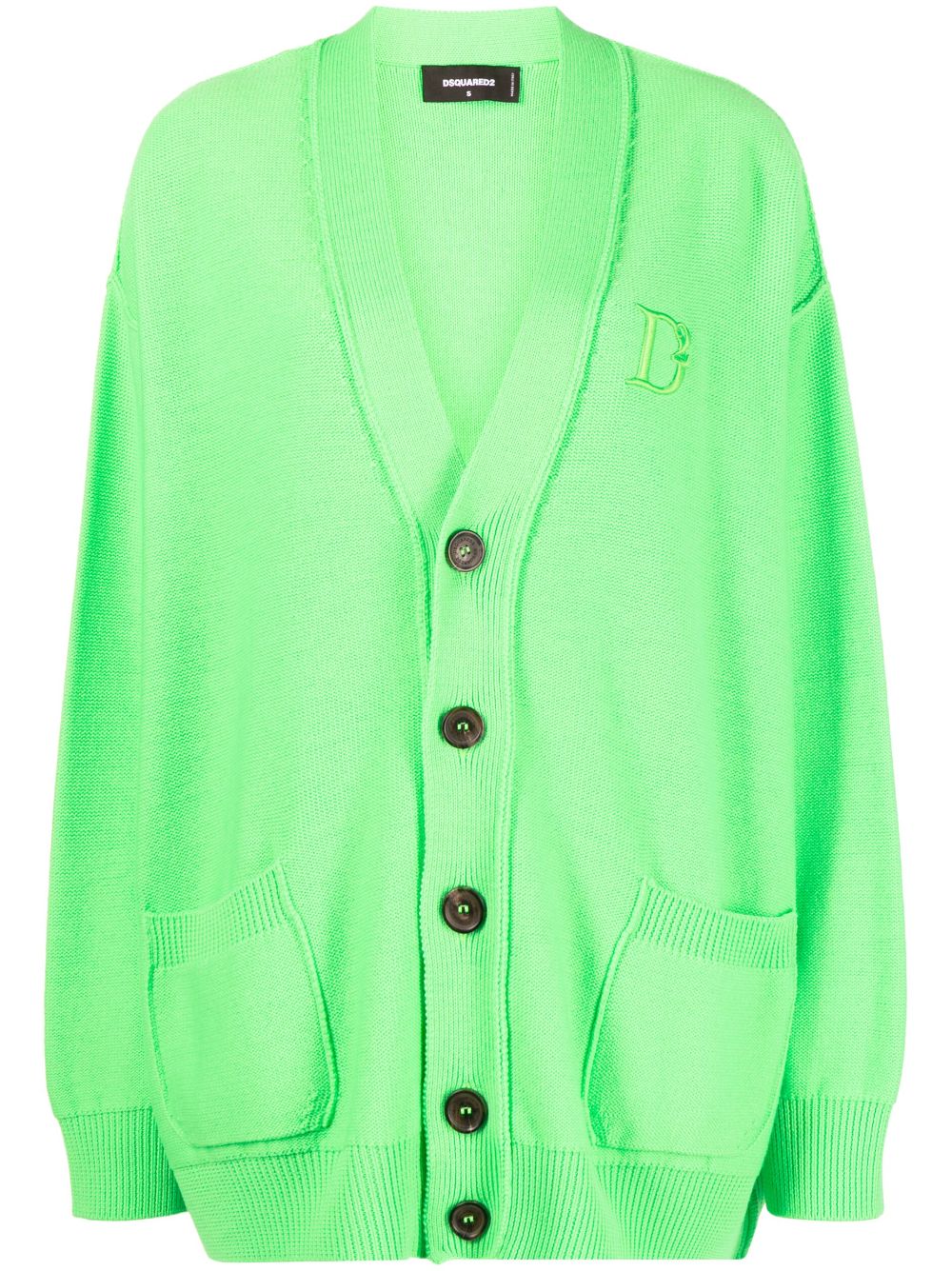 Shop Dsquared2 Embroidered-logo Virgin Wool Cardigan In Green