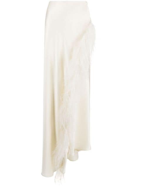 LAPOINTE feather-detailing asymmetric-design skirt 