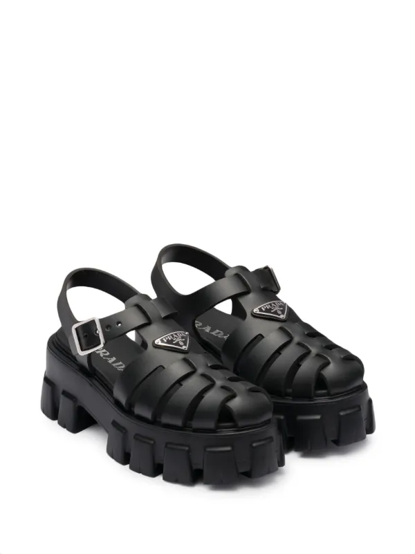 Prada Monolith Caged Rubber Sandals - Farfetch