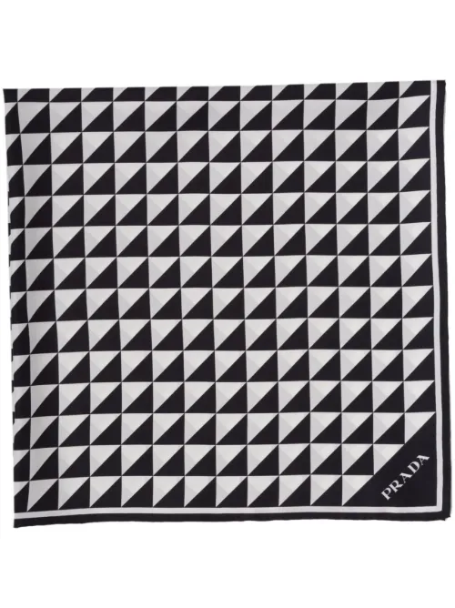 Foulard en soie à logo triangulaire - Prada - Modalova