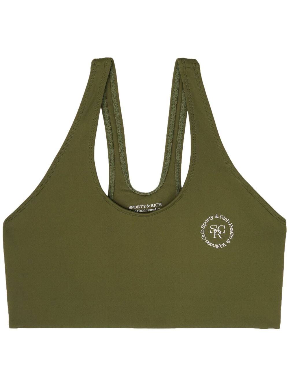 Sporty And Rich Logo-print Sleeveless Sports Bra In Grün