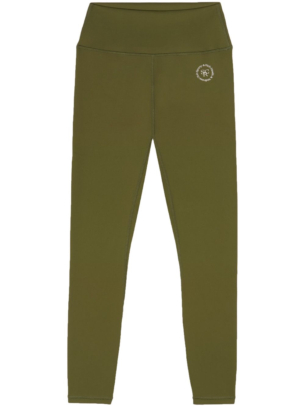 Sporty And Rich Logo-print Detail Leggings In Green