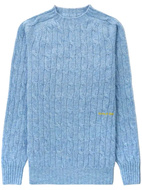 Sporty & Rich logo-embroidered cable-knit jumper