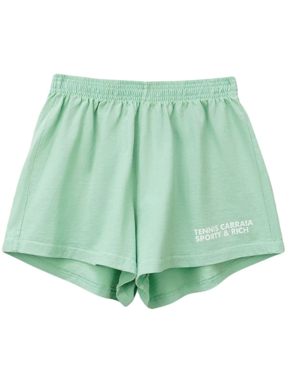 Shop Sporty And Rich Tennis Carraia Logo-print Shorts In Green