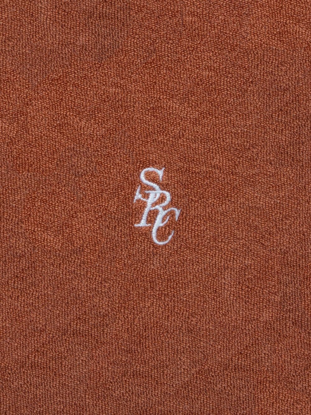 Shop Sporty And Rich Logo-embroidered Towelling-finish Shorts In Orange