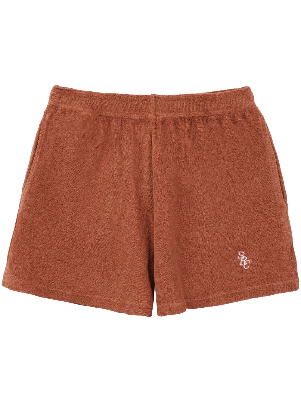 Sporty And Rich Logo-embroidered Towelling-finish Shorts In Orange