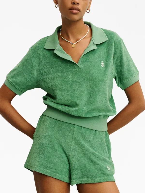 Sporty & Rich logo-embroidered Cotton Polo Shirt | Green