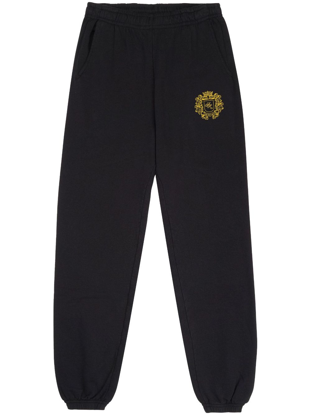 Sporty And Rich Crest-print Cotton Track Pants In Black