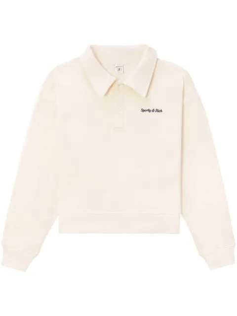 Sporty & Rich logo-embroidered cotton jumper 