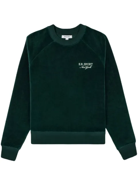Sporty & Rich logo-embroidered velour sweatshirt