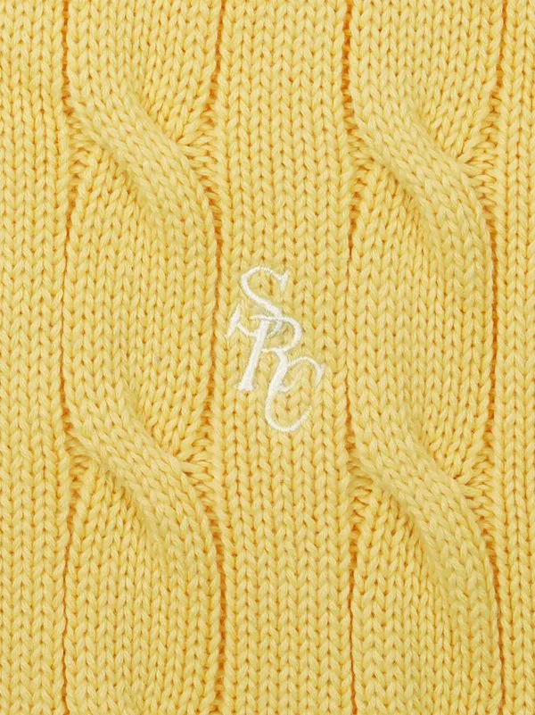 Sporty & Rich logo-embroidered cable-knit Jumper | Yellow