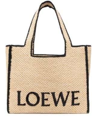LOEWE Logo Font Small Raffia Tote