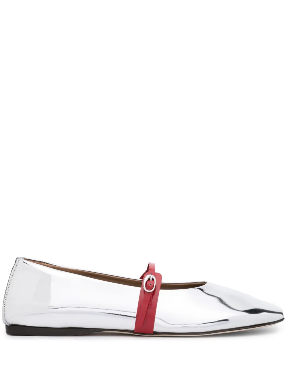 JACQUEMUS METALLIC-EFFECT FLAT BALLERINA SHOES