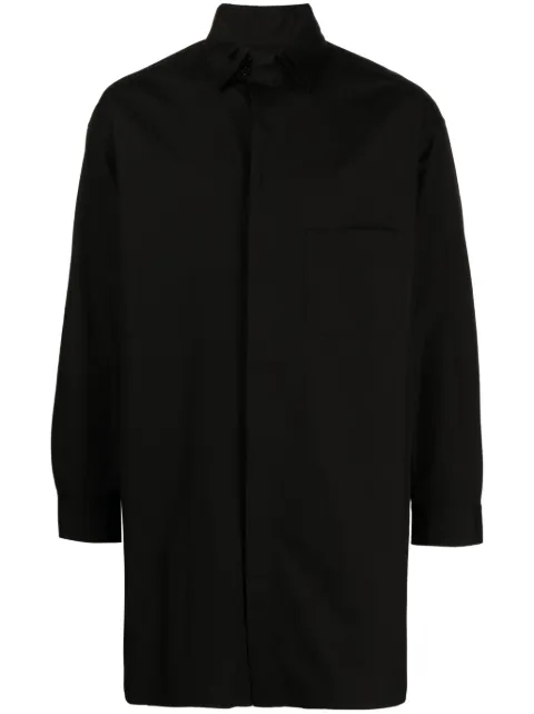 double-collar long-sleeve cotton shirt