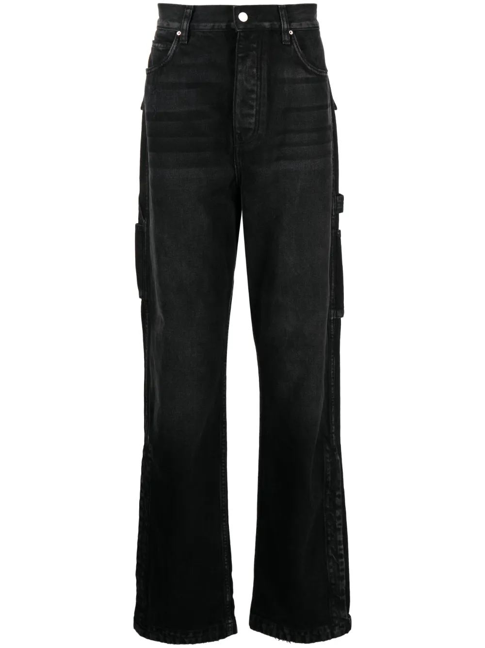 Amiri Distressed Straight-leg Jeans In Black