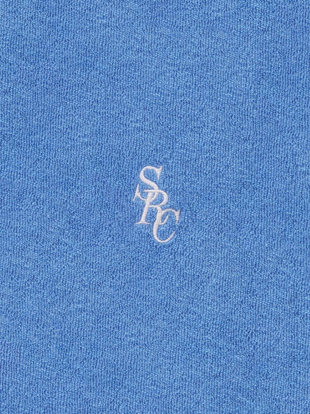 Shop Sporty And Rich Embroidered-logo Terry Shorts In Blue