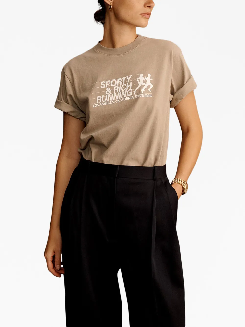 Sporty And Rich S&r Running Cotton T-shirt In Gray