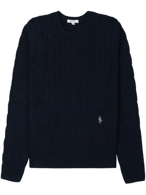 Sporty & Rich embroidered-logo cable knit jumper