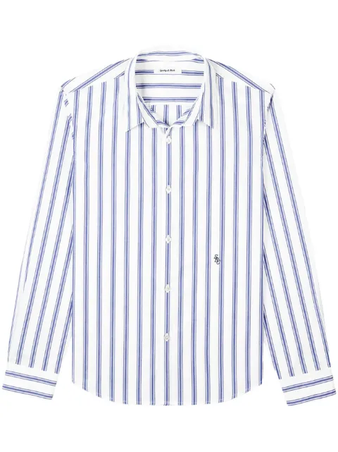 Sporty & Rich logo-embroidered striped shirt