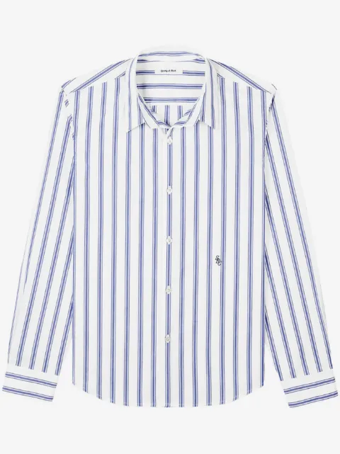 Sporty & Rich logo-embroidered striped shirt
