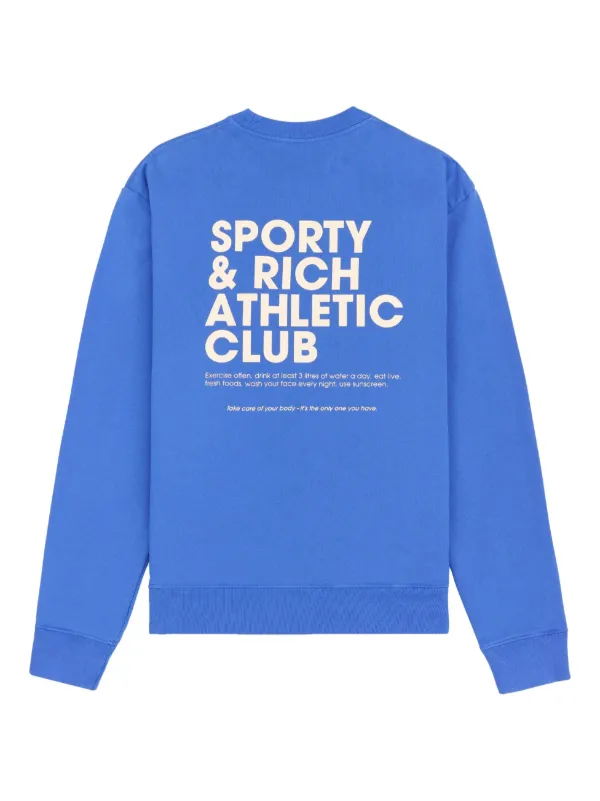 Sporty & Rich Exercise Often Cotton Sweatshirt | Blue | FARFETCH
