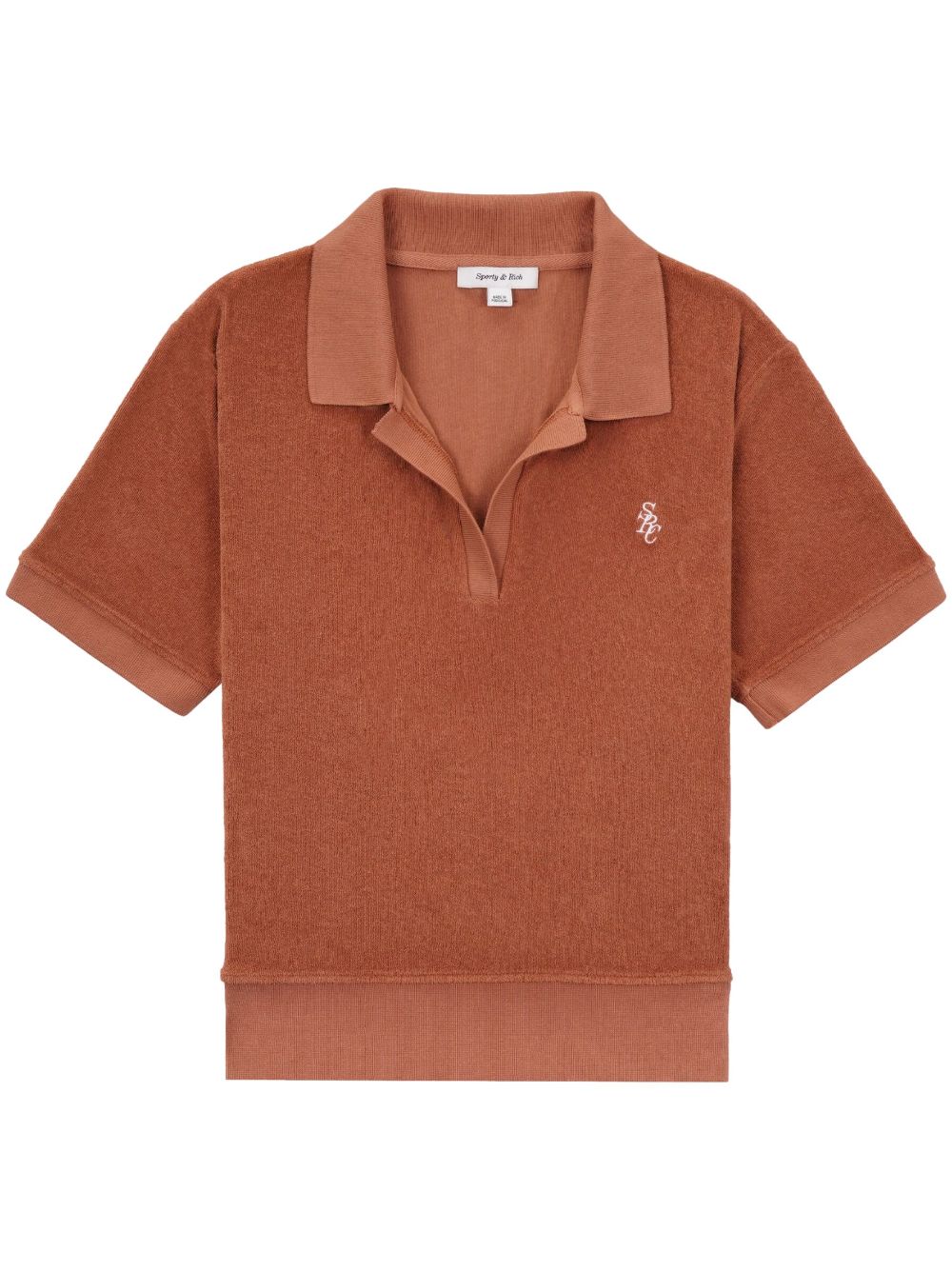 Sporty And Rich Terry Embroidered-logo Polo Shirt In Orange
