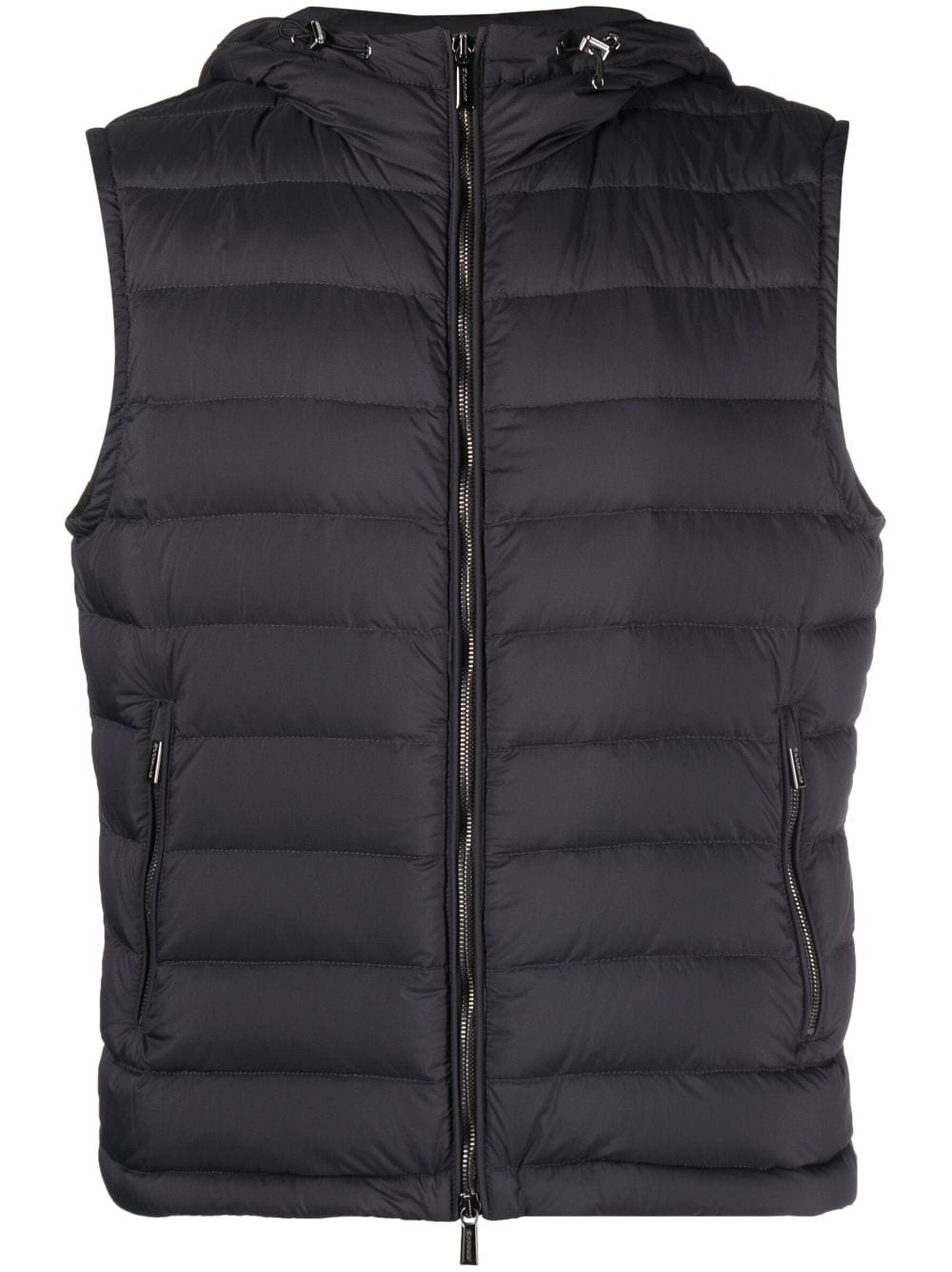 Moorer Zipped Hooded Gilet In Grey